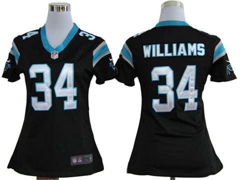 Nike Womens NFL Carolina Panthers 34 Memphis DeAngelo Williams Black Game jerseys